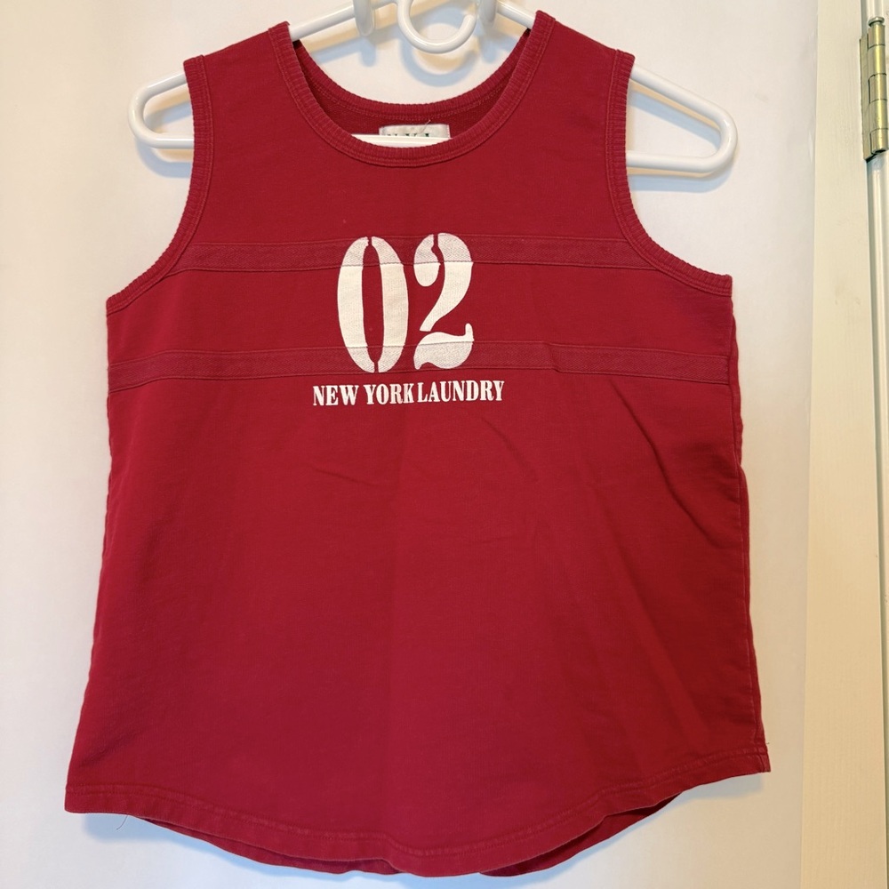 NYL New York Laundry Red French Terry Graphic Retro Tank Top -Women’s Size Small